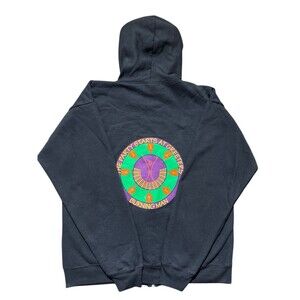 Vtg Burning Man Sweater Zip Up “The Party Starts At Greeters Burning Man” Sz M